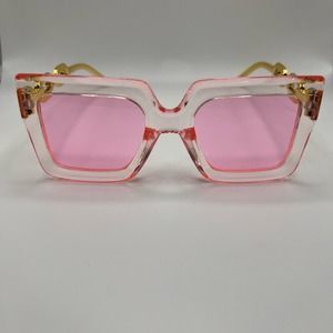 pink, gold, and clear fashion sunglasses